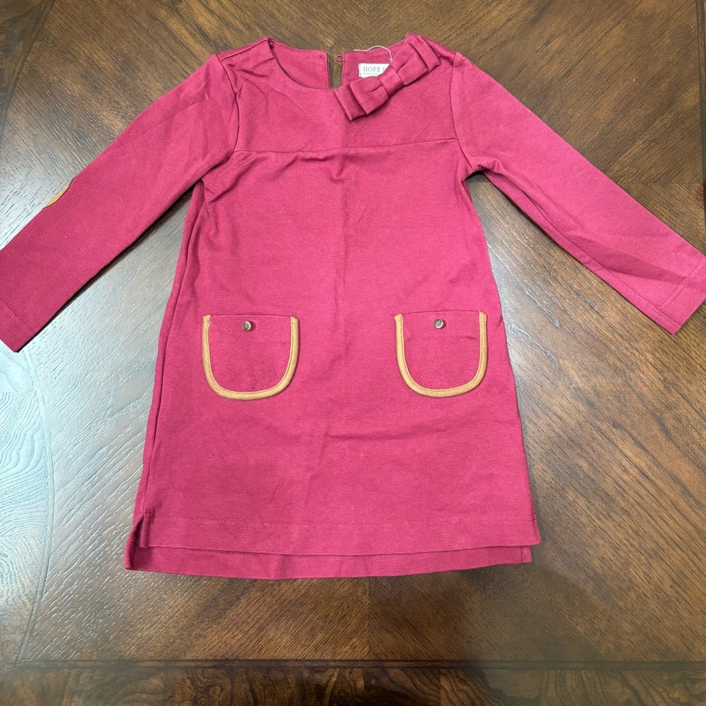 Charming Kids Dress in Rich Pink with Bow Accent